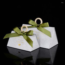 Gift Wrap 5pcs Flash Silver Candy Box Chocolate Favour Packaging Boxes With Ribbon DIY Wedding Party Supplies Baby Shower Birthday Decor