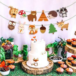 Party Decoration Baby Shower Safari Jungle Decorations Woodland Theme Banners Forest Cartoon Animals Kids Birthday Favours Supplies