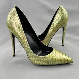 Dress Shoes SnakeSkin Leather Super High /Low /Mid Heels Pointed Toe Women Pumps Stiletto Slip ON Woman Party Evening