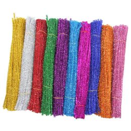 100Pcs Glitter Chenille Stems Pipe Cleaners Multicolor Chenille Cleaners DIY Craft Projects DIY Kids Fuzzy Sticks Crafts