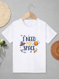 T-shirts I need my space. Fashionable childrens cartoon style popular for 3 to 7 years. Boys clothing family casual white gray basic top direct shipping WX5.27PCCB