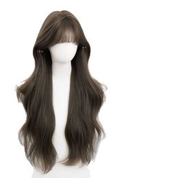 Autumn Solid Wig Womens Daily Internet Celebrity Long Curly Hair Summer New Natural Korean Style Qi Liu Hai Full Head Set