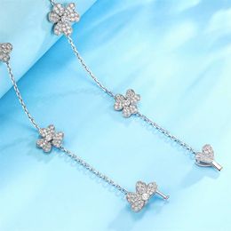 High luxury brand Jewellery designedVan Necklace for lovers Flowers Clover S925 Silver Luxury Full Diamond Flower Neckchain SX0L