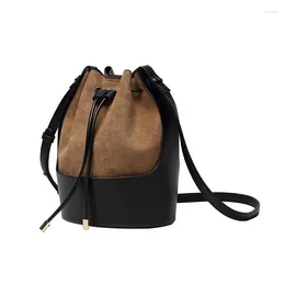Shoulder Bags Vintage Velour Crossbody Bucket Bag Luxury Woman Female Handbags Drawstring Messenger Sac Main