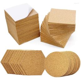 Table Mats 120Pcs Round Hexagon Self-Adhesive Cork Square Plywood Reusable Board Mat Used For Coasters And DIY 247Y