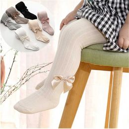 Kids Socks Girls One-Piece Pantyhose Cotton Girls Tights Princess Bowknet Baby Spring and Autumn New Style Trousers Lace Stocking Y240528