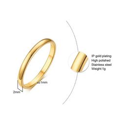 Couple Rings JHSL 2mm Mini Girl Ring Black Rose Gold Solid Stainless Steel Simple Fashion Jewelry Size 3 4 5 6 7 8 9 10 S2452801