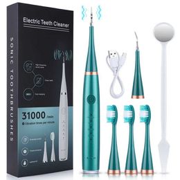 Toothbrush 6 in 1 Ultrasonic Dental Cleaner Scaler Dental Tartar Remover Electric Toothbrush Sonic Teeth Plaque Cleaner Tooth Cleaner Q240528