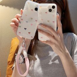 Double layered full screen small bow strap for iPhone 15 ProMax