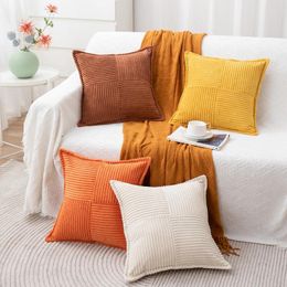 Pillow Solid Cover Modern Corduroy Soft Throw Striped Square Pillowcase For Sofa Living Room Bed Decoration