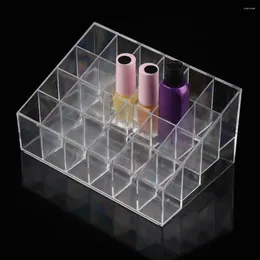 Storage Boxes Box Clear Organiser 24-grid Lipstick Nail Polish Cosmetic Display Stand