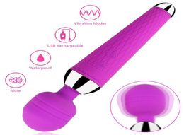Powerful Silicone Oral Clit Vibrators for Women USB Charge AV Magic Wand Vibrator Massager Adult Sex Toys Female Masturbator9917893