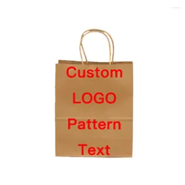 Gift Wrap Custom Kraft Paper Bag Printing Logo Personalised White Takeout Packaging Brown Priamry Clothing Portable Shopping
