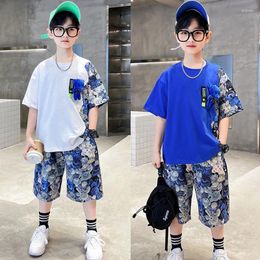 Clothing Sets Summer Casual Boys Cotton Cartoon Bear T-Shirt Tops Khaki Shorts Pant School Kids Tracksuit Children 2-Piece Outfit 4-14 Years