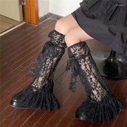 Women Socks Lolita Kawaii Lace Hollow Out Y2k Accessories Ultra-thin Sexy Harajuku Sweet Girl Gothic Calf