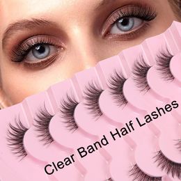 Half hair cat eye transparent stem eye tail pull long natural half eye false eyelashes