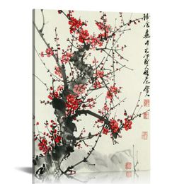 Canvas Wall Picture Printing Chinese Art Print Flower Plum Blossom Art Print Watercolor Wall Home Decor Living Room Bedroom Home Decoration