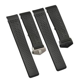 Watch Bands 22mm 24mm Black Ventilation Band For TAG CARRERA Silicone Rubber Waterproof Strap Bracelet Belt 314D