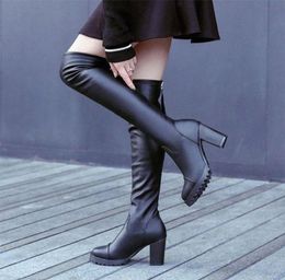 Women Autumn Over The Knee Boots Woman PU Leather Zipper Womens High Heels Botas Female Sexy Platform Ladies Fashion Shoes G7oF3358865