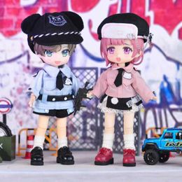 Doll Apparel Dolls Ob11 clothing uniform set hat tie and shorts with shoes suitable for GSC body P9 body 1/12bjd ymy GSC doll clothing accessories WX5.27