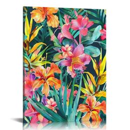 Canvas Wall Art Painting Watercolor Vintage Floral Tropical Exotic Flowers Bird of Paradise Home Decorative Artwork Prints