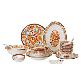 European style western dinnerware sets bowl series food model room bone china tableware set ceramic plate butterfly manor design2582164