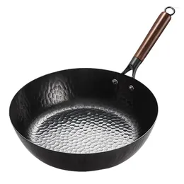 Pans Non-coated Cast Iron Wok Non-stick Pan Smokeless Fried Cook Pots Kitchen Cookware Chef Cooking Tools