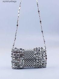 Cross Body Totes Handmade Bead Bag Long Chain Handwoven Celebrity Handbag Designer Womens Party Beaded Top Handle Mini Wallet H240528