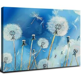 Dandelion Canvas Wall Art Flower Wall Decor Vintage Floral Print Painting Modern Living Room Decor Frame