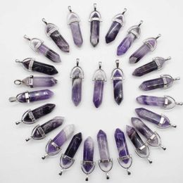 24pcs Natural stone lapis lazuli amethysts crystal agates pillar Pendant for diy Jewellery making necklaces Accessories 210720 2831