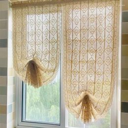 Curtain American Style Handmade Splice Beige Cotton Thread Crochet Balloon Home Bedroom/Living Room Decorative