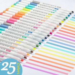 Watercolor Brush Pens Markers 5/10 Color Double headed Highlighter Art Mark Kawaii Japanese Soft Color Highlighter School and Office Stationery WX5.27