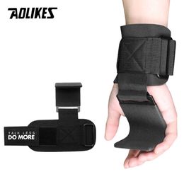AOLIKES Weight Lifting Hook Grips Padded With Wrist Wraps Hand-Bar Powerlifting Gloves Heavy Duty Pull-ups Hooks Gym Training L2405