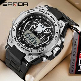 Wristwatches SANDA Digital LED Watch Men Military Sport Quartz Wristwatch Top Stopwatch Waterproof Male Electronic Clock 3159