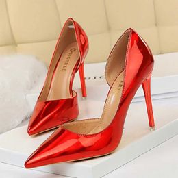 Dress Shoes BIGTREE Woman High Heels Patent Leather Classic Pumps Pointed Toe Party Wedding Bridal Lady Sexy Stiletto Size 34-43 H240527 HEJJ