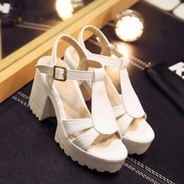 Platform s Sandals Big Size Summer Ladies Women Shoes Woman Fish Mouth T Buckle Watertight Stand 357 Sandal L 587 adie Shoe Fih