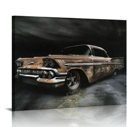 Canvas Wall Art Retro Truck Canvas Print Artwork Old Car Wall Art Paintings Modern Picture Print for Living Room Dinning Room Bedroom Bathroom Home Decor