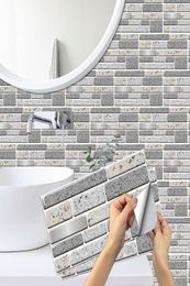 Wall Stickers Grey Mosaic Brick Self Adhesive Tile Sticker Kitchen Backsplash Bathroom Waterproof Wallpaper PVC Removable DIY Art 6910322