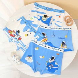 Panties 4PCS Kids Cotton Soft Antibacterial Panties for Boys Thin Breathable Knickers 3+y Young Child Boxer Underwears Cute Print Briefs Y240528