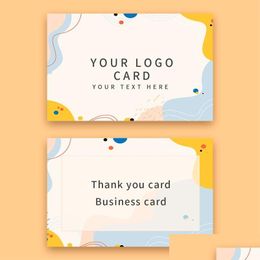 Greeting Cards 100/200/500Pcs Customised Fl-Color Double-Sided Printing Business 300Gsm Paper Custom Thank You Card 220919 Drop Deliv Dhqbx