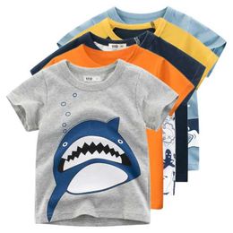 T-shirts T-shirts Boys Cartoon Shark Print T-shirts Kids Clothes T Shirt for Boy Children Summer Short Sleeve Cotton Tops Clothing Dropshipping WX5.27