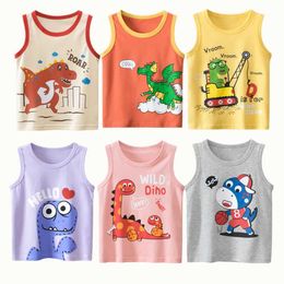 Tank Top 2023 Summe Children Vests for Girls Clothing 100% Cotton Dinosaur Cartoon Kids Boys Sport Causal Tank Tops Baby Cute Clothes Y240527