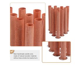 7pcs Round Tube Wooden Candles Wick Set Candle Wick Core With Bases For DIY Candle Making Supplies Handmade Soy Parffin Wax Wick