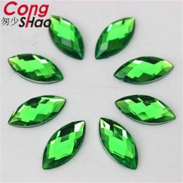 Cong Shao 100pcs 7*15mm Colourful Flatback Horse Eye Acrylic Rhinestone Crystal And Stone Costume Strass For Clothes Crafts WC686