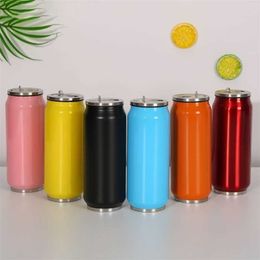 LDFCHENNEL 500ML Sports Thermos Cup With Straw Thermal Beverage Cans Cola Mugs Stainless Steel Vacuum Insulated Water Bottles 201204 274N