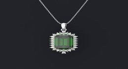 HBP fashion Shi Pei imitation Emerald Pendant women039s Square zircon 10 14 tide copper plated platinum necklace312L4763998