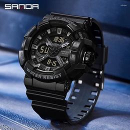 Wristwatches SANDA Digital Watch Men Military Army Sport Quartz Wristwatch Top LED Waterproof Alarm Male Electronic Clock 3128