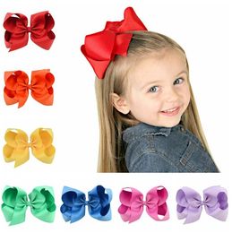 6 Inch Fashion Baby Ribbon Bow Hairpin Clips Girls Large Bowknot Barrette Kids Hair Boutique Bows Children Hair Accessories