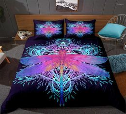 Bedding Sets Animal Pattern Set Colorful Dragonfly Duvet Cover Boho Bedclothes Include Pillowcase Floral Home Textile Bed Linens