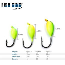 FISH KING 5PCS/PACK Winter Ice Fishing Lure 1.0g/1.5g/1.8g Soft Bait Jig Head Small Ice Fishing Hook For Lure Worm